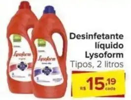 Carrefour Desinfetante líquido Lysoform Tipos, 2 litros oferta