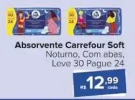 Carrefour Absorvente Carrefour Soft Noturno, Com abas, Leve 30 Pague 24 oferta