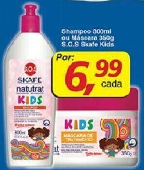 Shampoo 300ml ou Mascara 350g S.O.S Skafe Kids