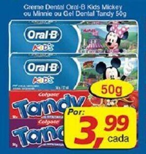Supermercados Guanabara Creme Dental Oral-B Kids Mickey ou Minnie ou Gel Dental Tandy 50g oferta