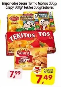 Cercadão Empanados Seara (Turma Mônica 300g/ Crispy 300g/Tekitos 300g) Sabores oferta