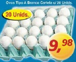 Supermercados Guanabara Ovos Tipo A Branco Cartela c/ 20 unids. oferta