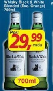 Supermercados Guanabara Whisky Black & White Blended 700ml oferta
