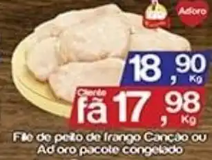 File de peito de frango Canção ou Adoro pacote congelado kg