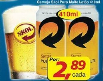 Supermercados Guanabara Cerveja Skol Puro Malte latao 410ml oferta