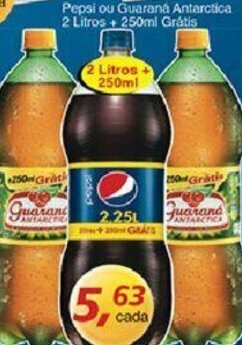 Supermercados Guanabara Pepsi ou Guarana Antarctica 2L + 250ml Gratis oferta