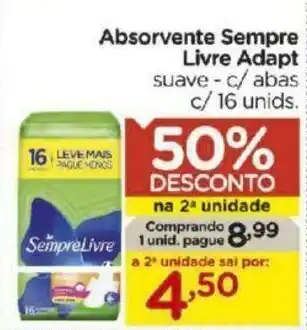 Absorvente Sempre Livre Adapt c/ Abas c/16 unids.