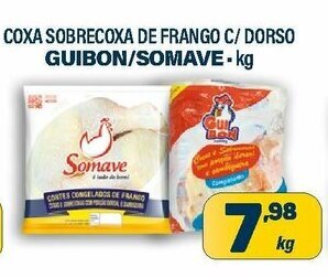 Dom Atacadista Coxa Sobrecoxa de frango c/Dorso Guibon/ Somave 1kg oferta