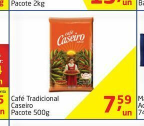 Café tradicional caseiro pacote 500g