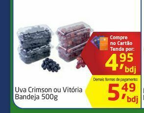 Uva crimson ou vitória bandeja 500g