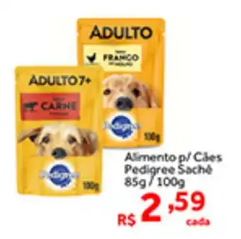 Shibata Supermercados Alimento p/ Cães Pedigree Sache 85g/100g oferta