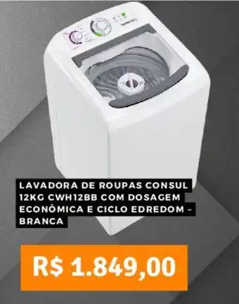 Pontofrio LAVADORA DE ROUPAS CONSUL 12KG CWH12BB COM DOSAGEM ECONÔMICA E CICLO EDREDOM - BRANCA oferta