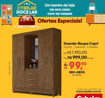 Cybelar Guarda-Roupa Capri 4 portas - 3 gavetas - C/espelho oferta