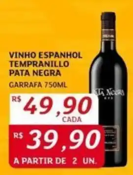 Assaí Atacadista VINHO ESPANHOL TEMPRANILLO PATA NEGRA GARRAFA 750ML oferta