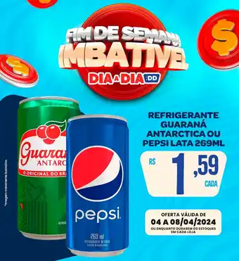 Atacadão Dia a Dia REFRIGERANTE GUARANÁ ANTARCTICA OU PEPSI LATA 269ML oferta