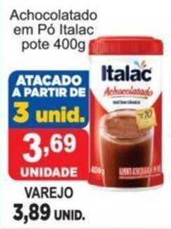 Calvo Atacadista Achocolatado em po Italac pote 400g oferta