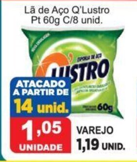 Calvo Atacadista La de Aco Q'Lustro Pt 60g C/8 Unid. oferta
