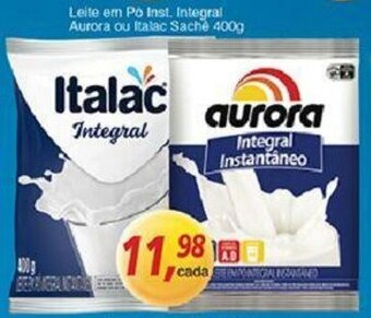 Supermercados Guanabara Leite em po inst. Integral Aurora ou Italac Sache 400g oferta