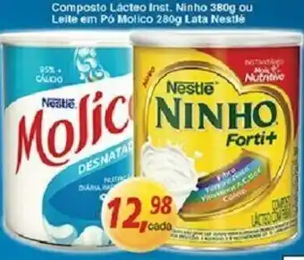 Composto Lacteo Inst. Ninho 380g ou Leite em po Molico 280g lata Nestle
