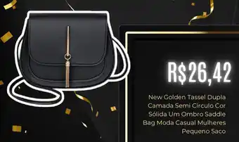 New Golden Tassel Dupla Camada Semi Círculo Cor Sólida Um Ombro Saddle Bag Moda Casual Mulheres. Pequeno Saco