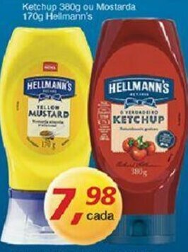 Ketchup 380g ou Mostarda 170g Hellmann's