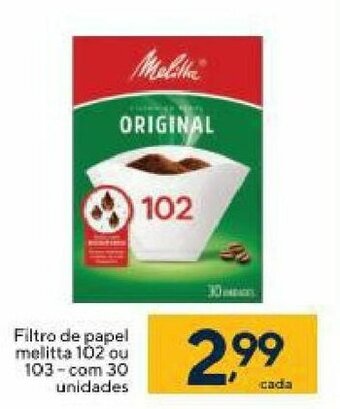 Coop Filtro de Papel Melitta 102 ou 103 com 30unidades oferta