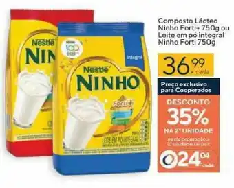 Coop Composto Lacteo Ninho Forti+ 750g ou leite em po integral Ninho Forti 750g oferta