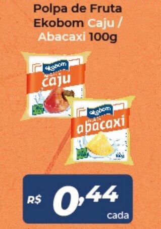 Atakarejo Polpa de Fruta Ekobom Caju/ Abacaxi 100g oferta