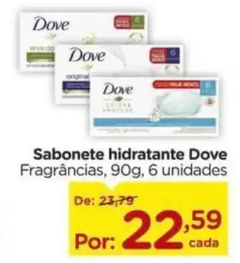 Carrefour Sabonete hidratante Dove Fragrâncias, 90g, 6 unidades oferta