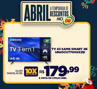 DB Supermercados TV 43 SAMS SMART 4K UN43CU7700GXZD oferta