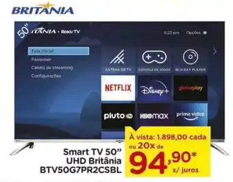 Carrefour Smart TV 50" UHD Britânia BTV50G7PR2CSBL oferta
