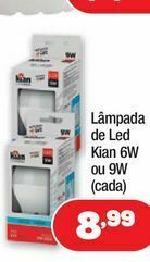 Lâmpada de led kian 6w ou 9w (cada)