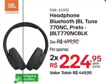 Ibyte Headphone Bluetooth JBL Tune 770NC, Preto - JBLT770NCBLK oferta