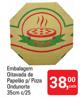 Mineirão Atacarejo Embalagem Oitavada de Papepao p/ Pizza Ondunorte 35cm c/25 oferta