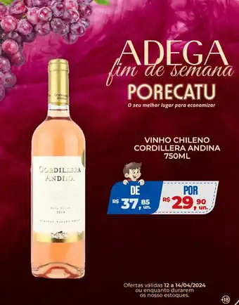 Supermercado Porecatu VINHO CHILENO CORDILLERA ANDINA 750ML oferta