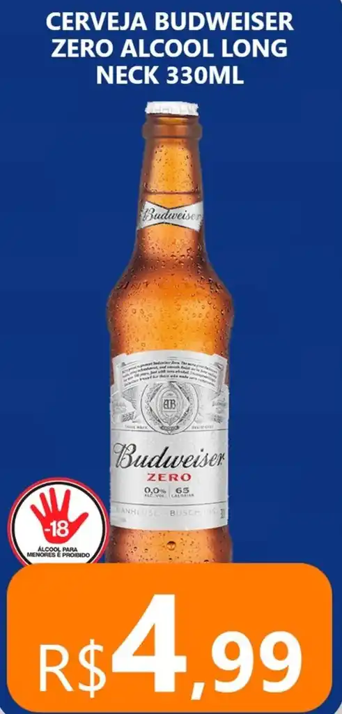 Cerveja Budweiser Zero Alcool Long Neck 330ml Oferta Na Atual Supermercado