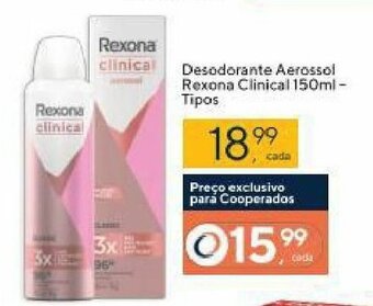 Coop Desodorante Aerossol Rexona Clinical 150ml tipos oferta