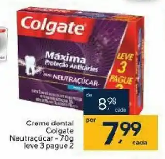 Coop Creme dental Colgate Neutracucar 70g Embalagem Promocional leve 3 pague 2 oferta