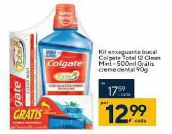 Coop Kit Enxaguante Bucal Colgate Total 12 Clean Mint - 500ml Gratis creme dental 90g oferta