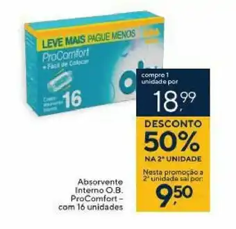 Absorvente Intemo O.B ProComfort - com 16 unidades