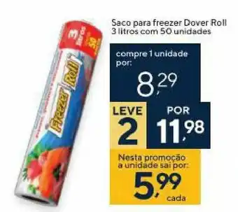 Saco para freezer Dover Roll 3L com 50 undiades