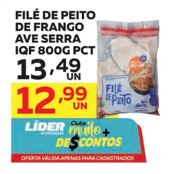 Lider Atacadista File de Peito de Frango Ave Seara IQF 800g pct oferta