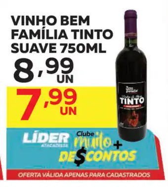 Lider Atacadista Vinho Bem Familia Tinto Suave 750ml oferta