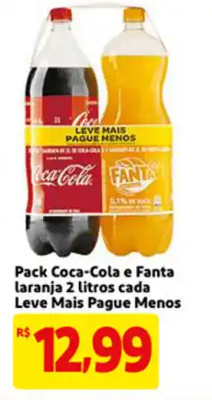 Extra Pack Coca-Cola e Franta laranja 2L cada Leve mais pague menos oferta