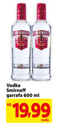 Extra Vodka Smirnoff garrafa 600ml oferta