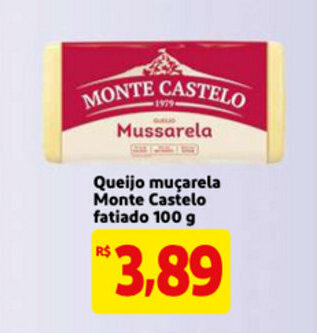 Queijo mucarela Monte Castelo fatiado 100g
