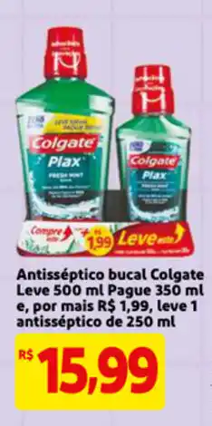 Extra Antisseptico Bucal Colgate leve 500ml pague 350ml e, por mais oferta