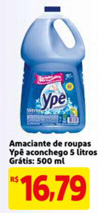 Extra Amaciante de roupas Ype aconchego 5L Gratis: 500ml oferta