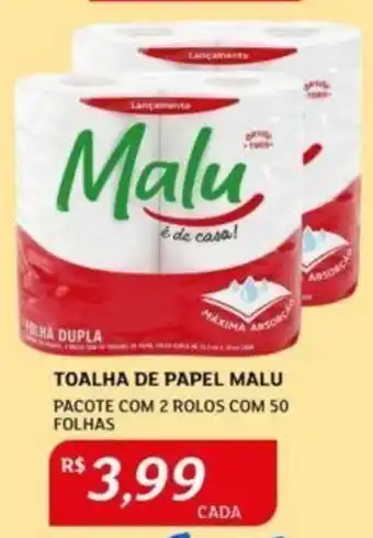 Assaí Atacadista TOALHA DE PAPEL MALU PACOTE COM 2 ROLOS COM 50 FOLHAS oferta