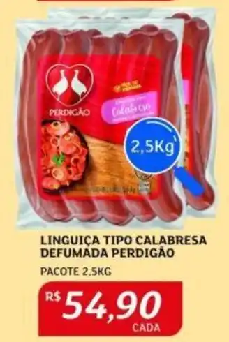Assaí Atacadista LINGUIÇA TIPO CALABRESA DEFUMADA PERDIGÃO PACOTE 2,5KG oferta